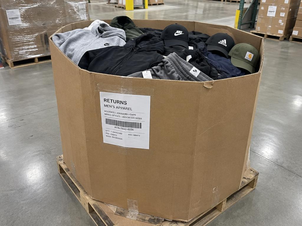 Goodfellow & Mixed Mens Apparel Returns Gaylord — Hoodies, Pants & Hats — 100 Units, 1 Pallet — Brand New liquidation inventory shipping from Lincoln, Nebraska