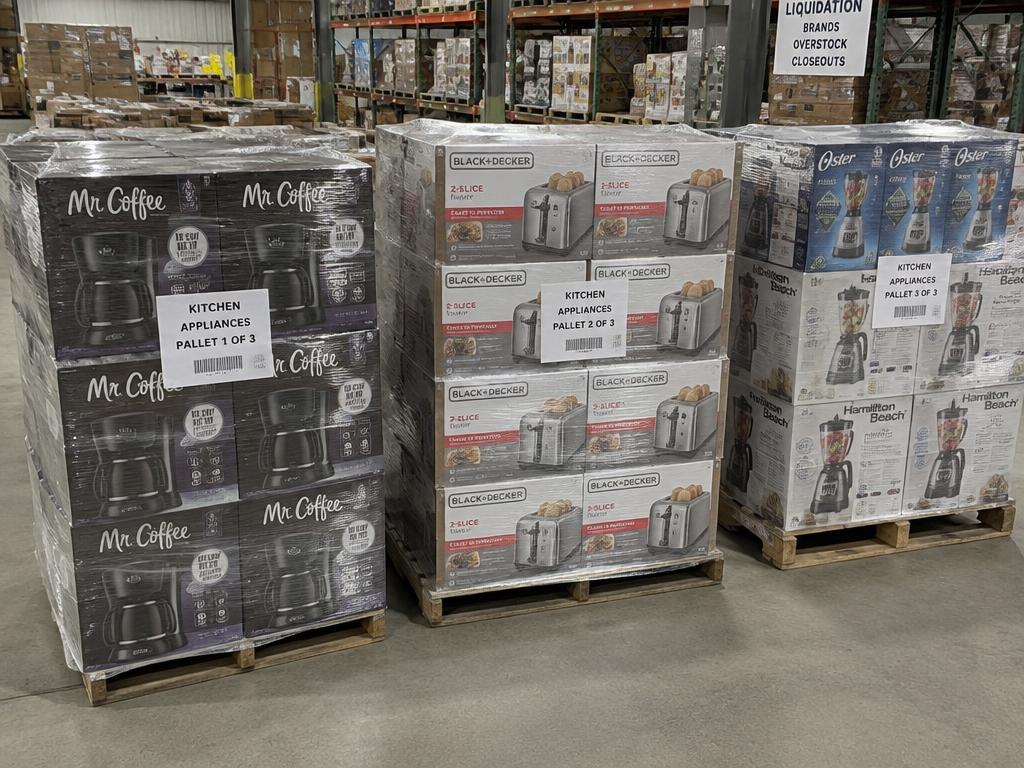 Small Kitchen Appliance Pallets — Keurig, Hamilton Beach & Black+Decker — 3 Pallets — Brand New liquidation inventory shipping from Lincoln, Nebraska