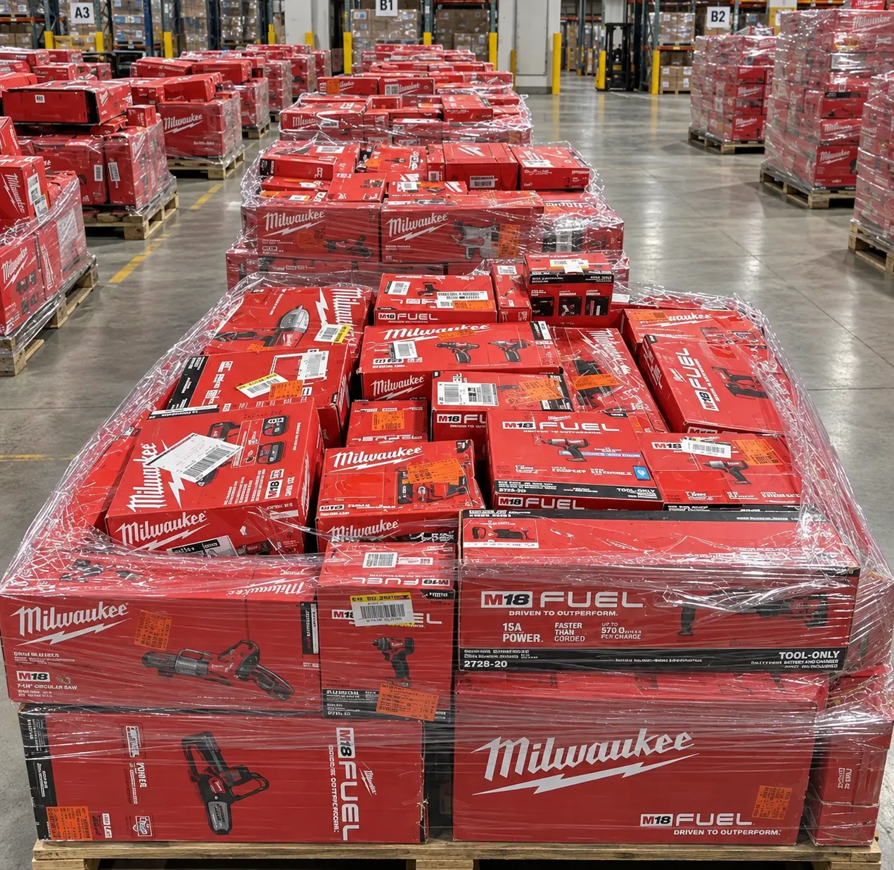 Milwaukee M18 & M12 FUEL Contractor Truckload — 24 Pallets — Mixed liquidation inventory shipping from Lincoln, Nebraska