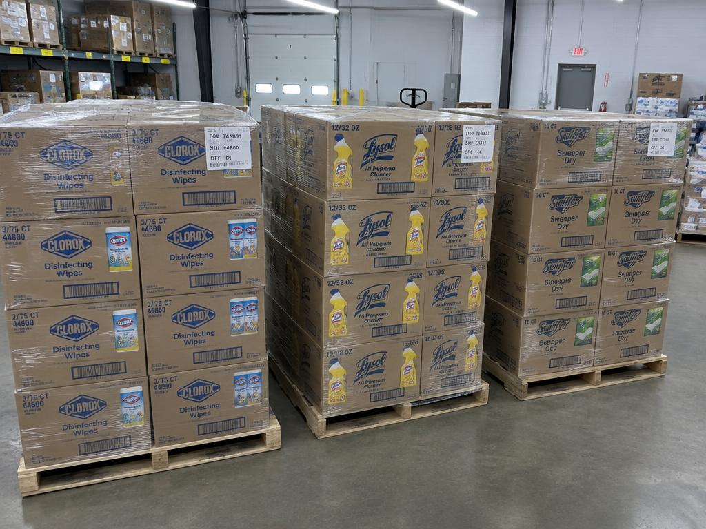 Cleaning Supplies New Liquidation Pallet — 334 Units, 3 Pallets — Brand New liquidation inventory shipping from Lincoln, Nebraska