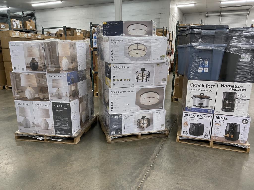 Housewares, Lighting & Small Appliance Pallets — 420 Units, 3 Pallets — Mixed liquidation inventory shipping from Lincoln, Nebraska