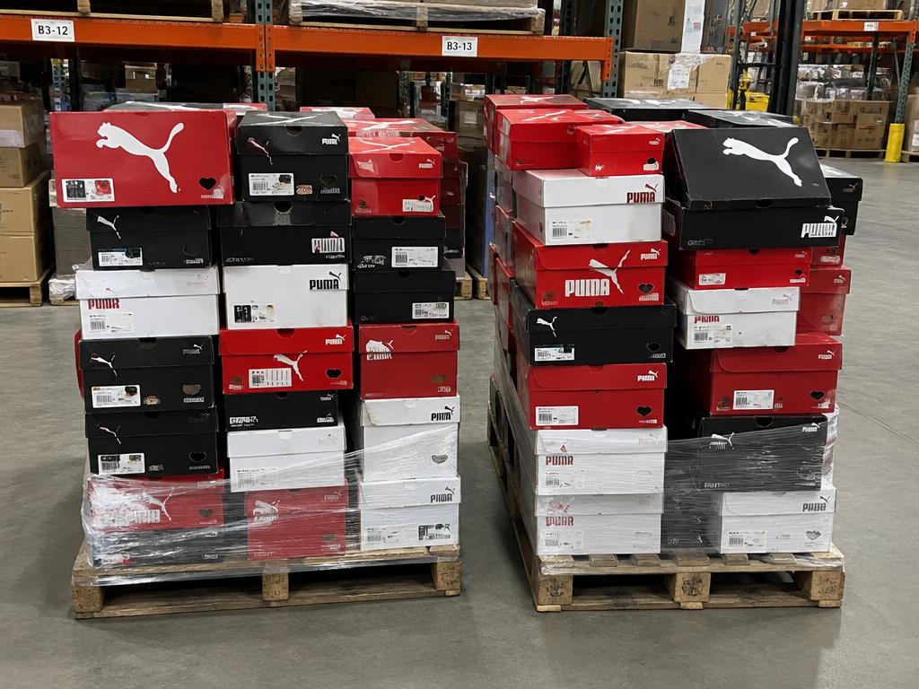 Puma Mixed Shoe Lot Lot — 240 Pairs, 2 Pallets — Brand New liquidation inventory shipping from Lincoln, Nebraska