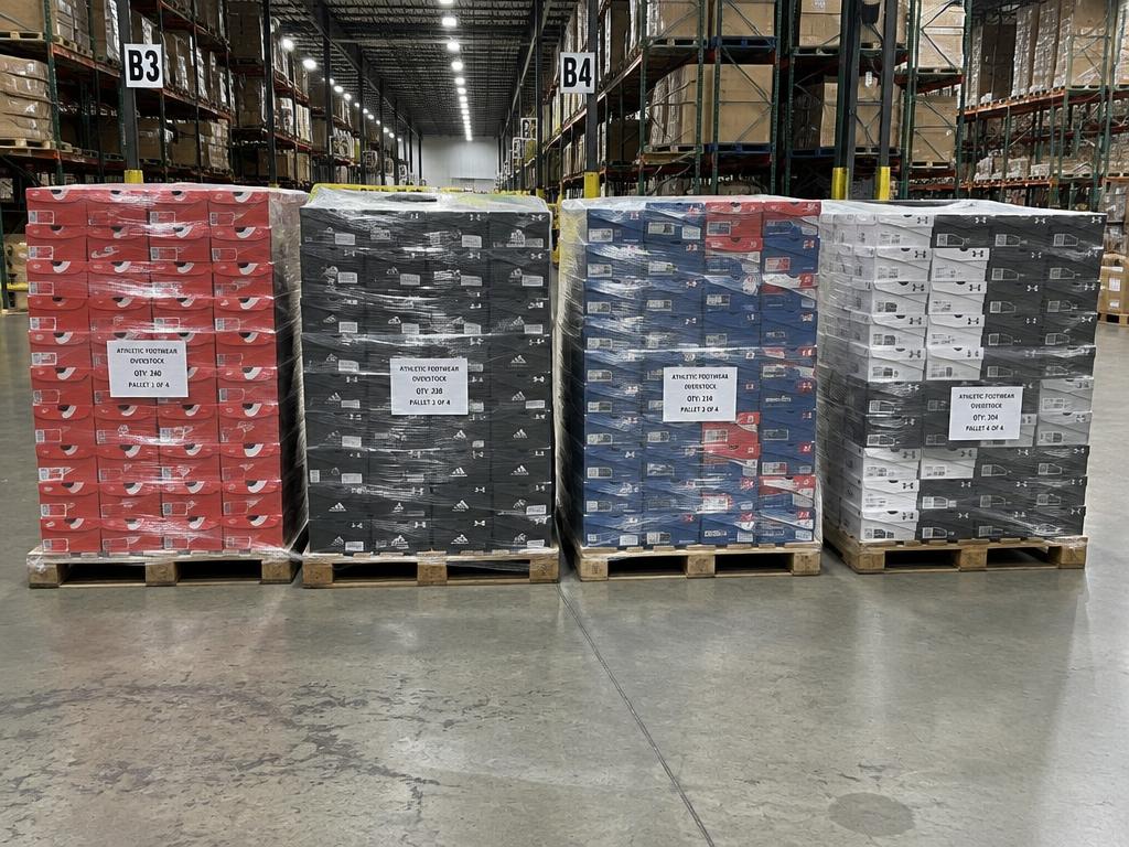 Athletic Footwear Overstock — 4 Pallets — Brand New liquidation inventory shipping from Lincoln, Nebraska