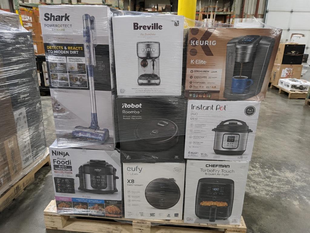 Kitchen Appliance & Home Goods Returns Pallet — Shark, Breville, Keurig, iRobot & Instant Pot — 2 Pallets — Brand New liquidation inventory shipping from Lincoln, Nebraska