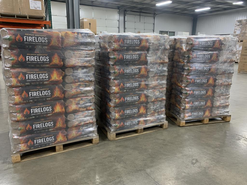 Duraflame & Pine Mountain Firelog Pallet — 333 Units, 3 Pallets — Brand New liquidation inventory shipping from Lincoln, Nebraska