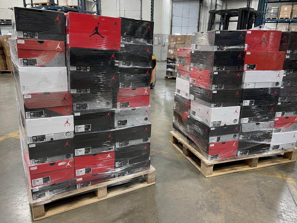 Air Jordan 3 & 4 Retro Sneakers — Boxed Mixed Lot — 210 Pairs, 2 Pallets — Brand New liquidation inventory shipping from Lincoln, Nebraska