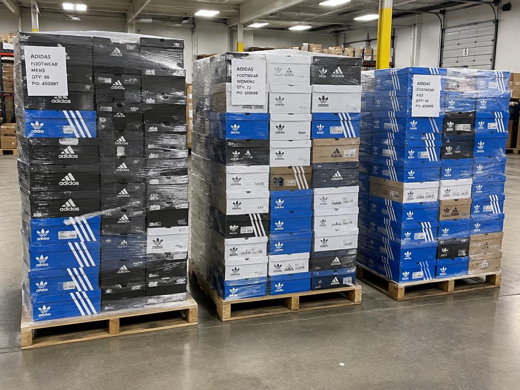 Adidas Mixed Footwear Mixed Lot — 360 Pairs, 3 Pallets — Brand New liquidation inventory shipping from Lincoln, Nebraska