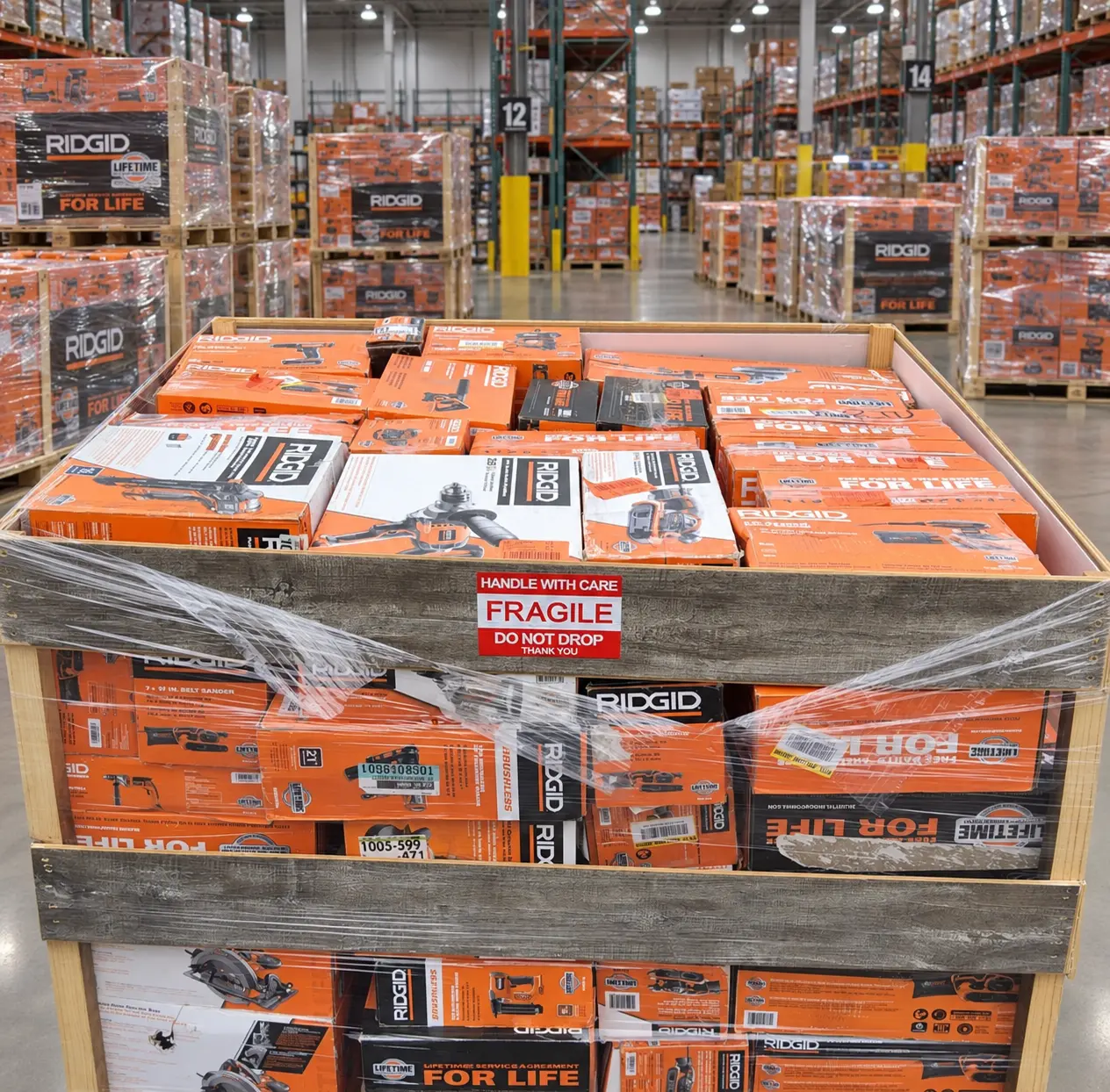 RIDGID 18V Brushless & Plumbing Tool Truckload — 24 Pallets — Mixed liquidation inventory shipping from Lincoln, Nebraska