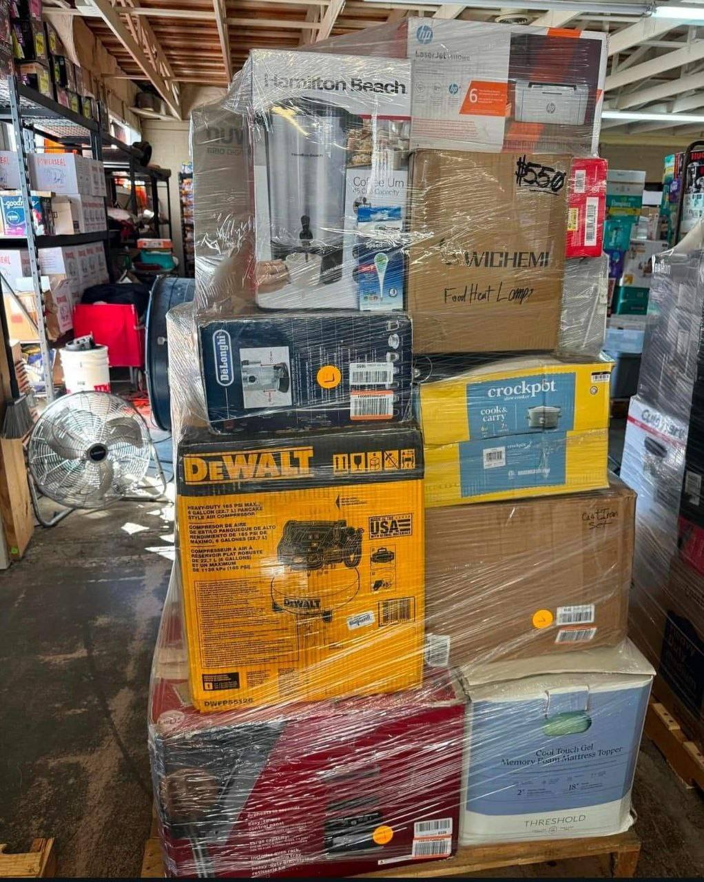 Mixed Appliance & Tool Pallet — Hamilton Beach, DeLonghi, Crockpot & DeWalt — Single Pallet — Brand New liquidation inventory shipping from Lincoln, Nebraska