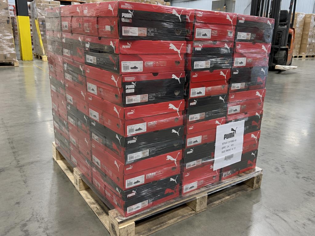 Puma Athletic Sneakers New Lot — 160 Pairs, 1 Pallet — Brand New liquidation inventory shipping from Lincoln, Nebraska